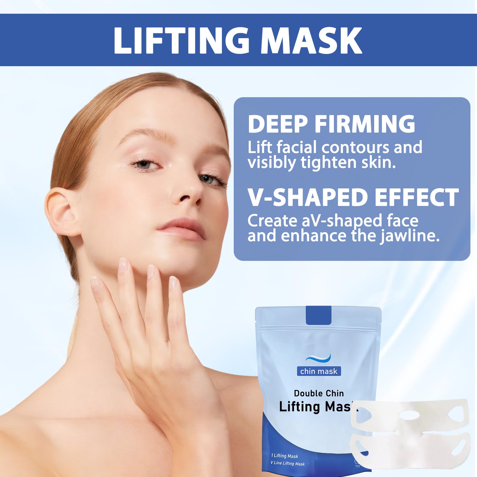 3 Pieces Chinology Double Chin Lifting Mask, Chin Lift Mask, Moisturizes and Tightens the Skin, the Texture Is Light and Fits the Skin, and Changes the Jawline