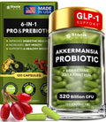 Akkermansia Muciniphila Probiotics 320 Billion CFU| Probiotic and Prebiotic | Akkermansia Probiotics for gut health | Inulin Prebiotic Fiber Capsules Astaxanthin & Berberine & Chromium | 120 capsules