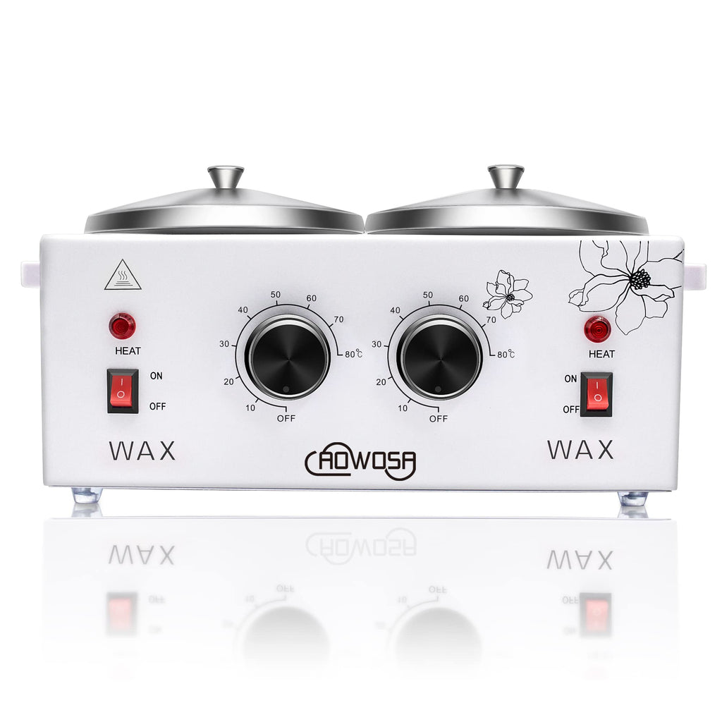 Double Wax Warmer Professional Electric Wax Heater Machine for Hair Removal, Dual Waxing Pot Paraffin Facial Skin Body SPA Salon Equipment with Adjustable Temperature Set