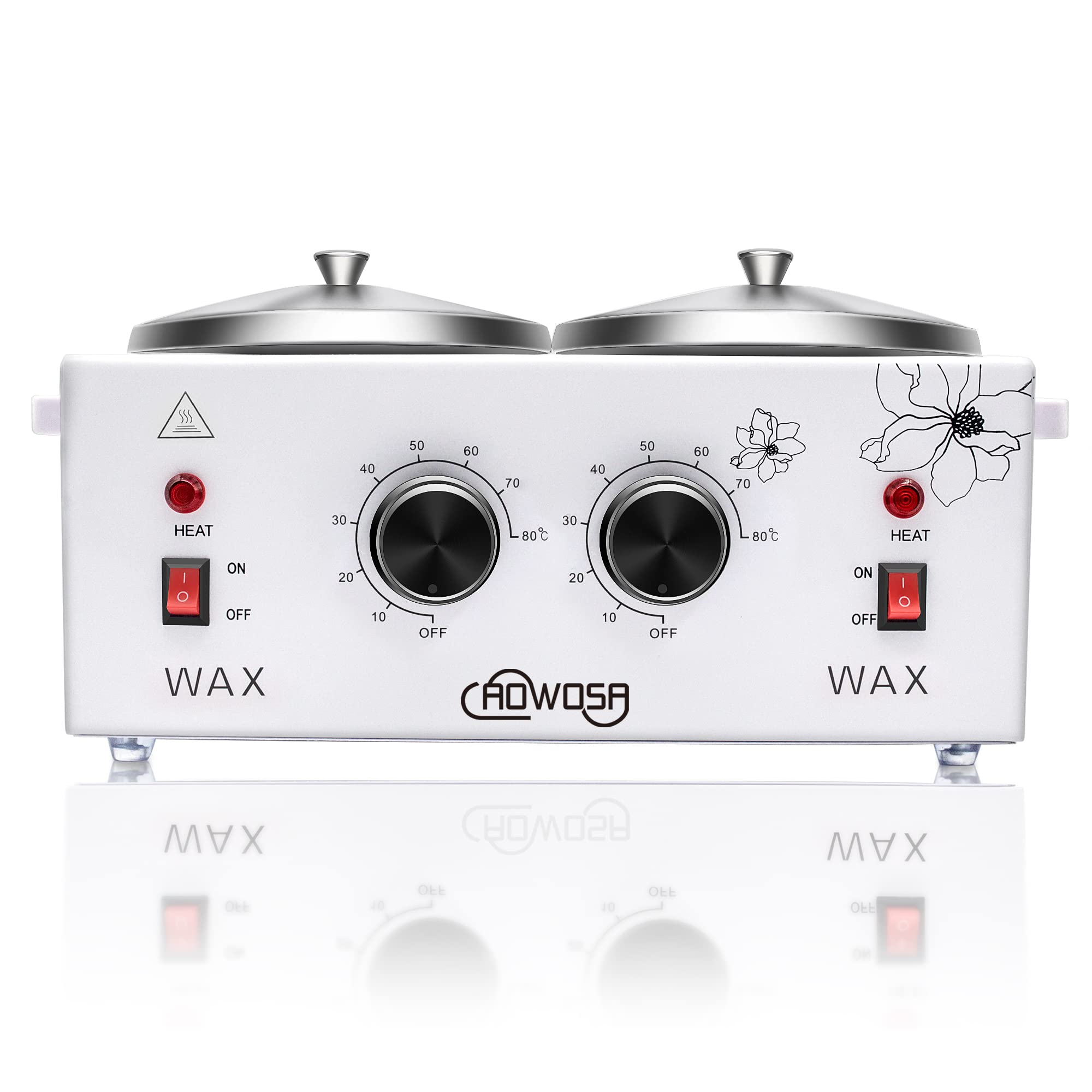 Double Wax Warmer Professional Electric Wax Heater Machine for Hair Removal, Dual Waxing Pot Paraffin Facial Skin Body SPA Salon Equipment with Adjustable Temperature Set