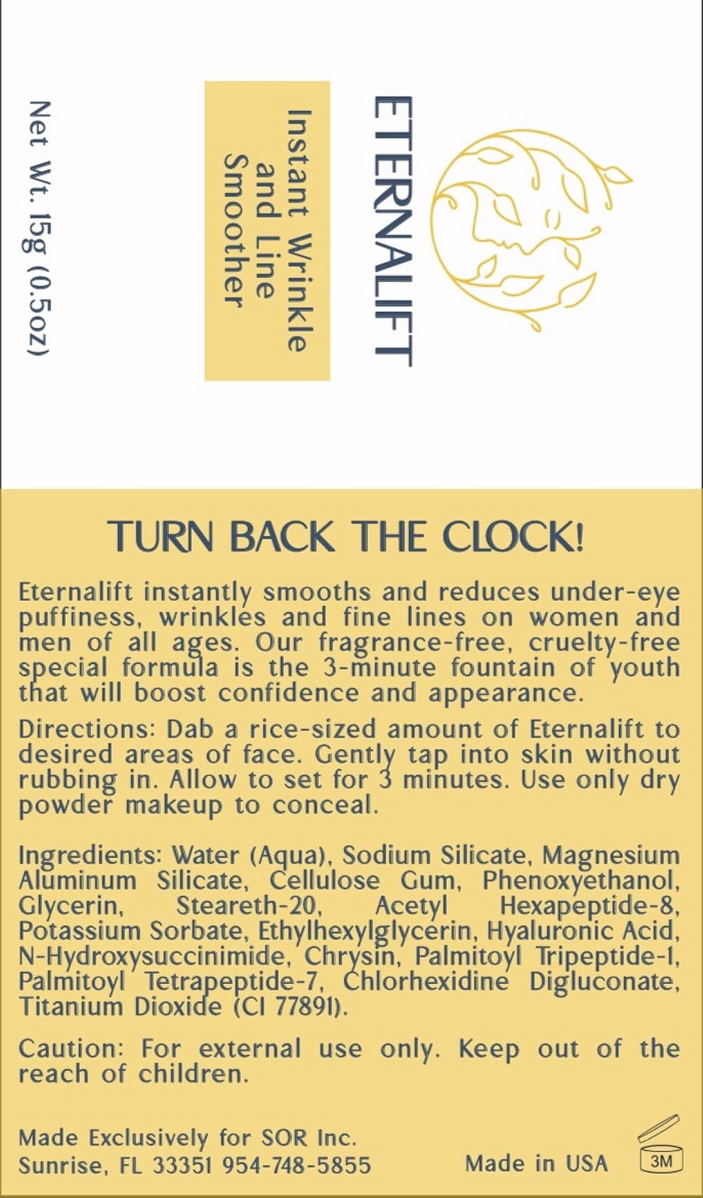 Instant Eye Bag Puffiness And Wrinkle Remover Cream For Women And Men Made In The USA! Cruelty-Free Larger Size