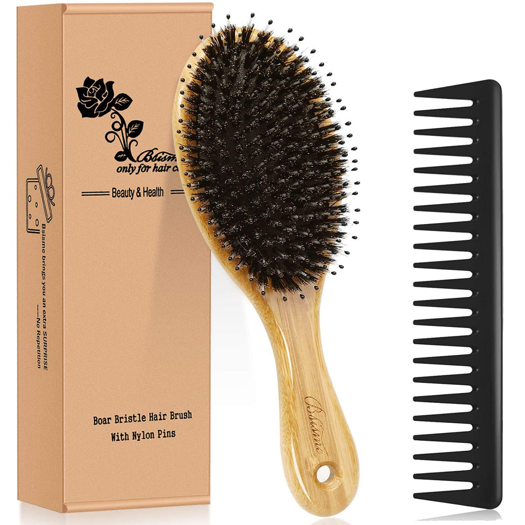 Bsisme Hair Brush, Boar Bristle & Soft Nylon Detangling HairBrush