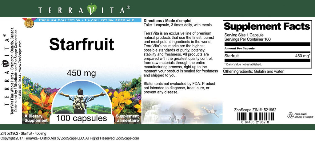 Starfruit - 450 mg (100 Capsules, ZIN: 521962)