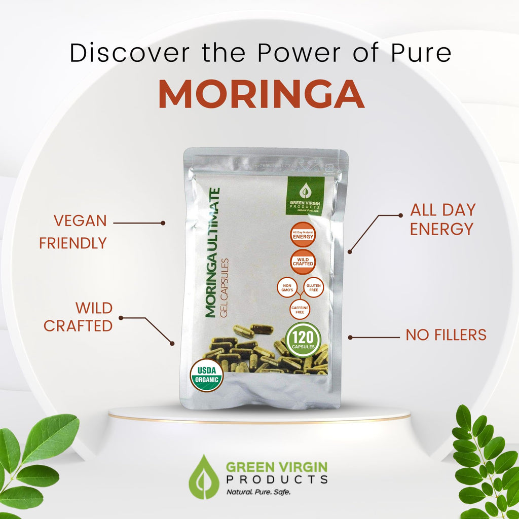 Green Virgin Products Moringa | 90 Vegan Capsules | Certified Organic | Pure Moringa Leaf Powder