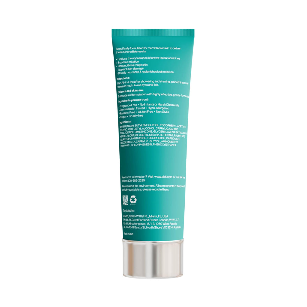 eb5 Men’s All-in-one Anti-Aging Face Cream | Formulated with Retinol, Vitamins E, B5, and A to Moisturize, Reduce Lines and Soothe Razor Burn - 4 Fl Oz