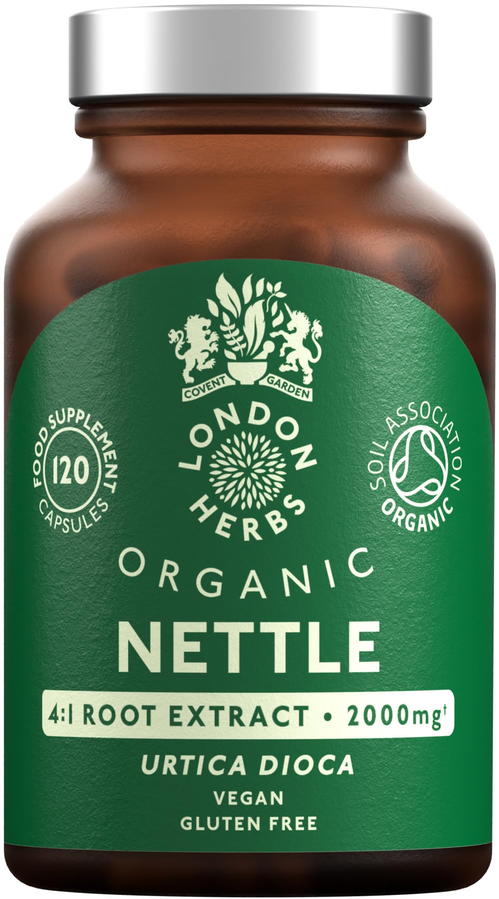 Organic Stinging Nettle Root Extract 2000mg | High Strength 4:1 Extract Stinging Nettle Supplement | 120 Vegan Capsules | Made in The UK