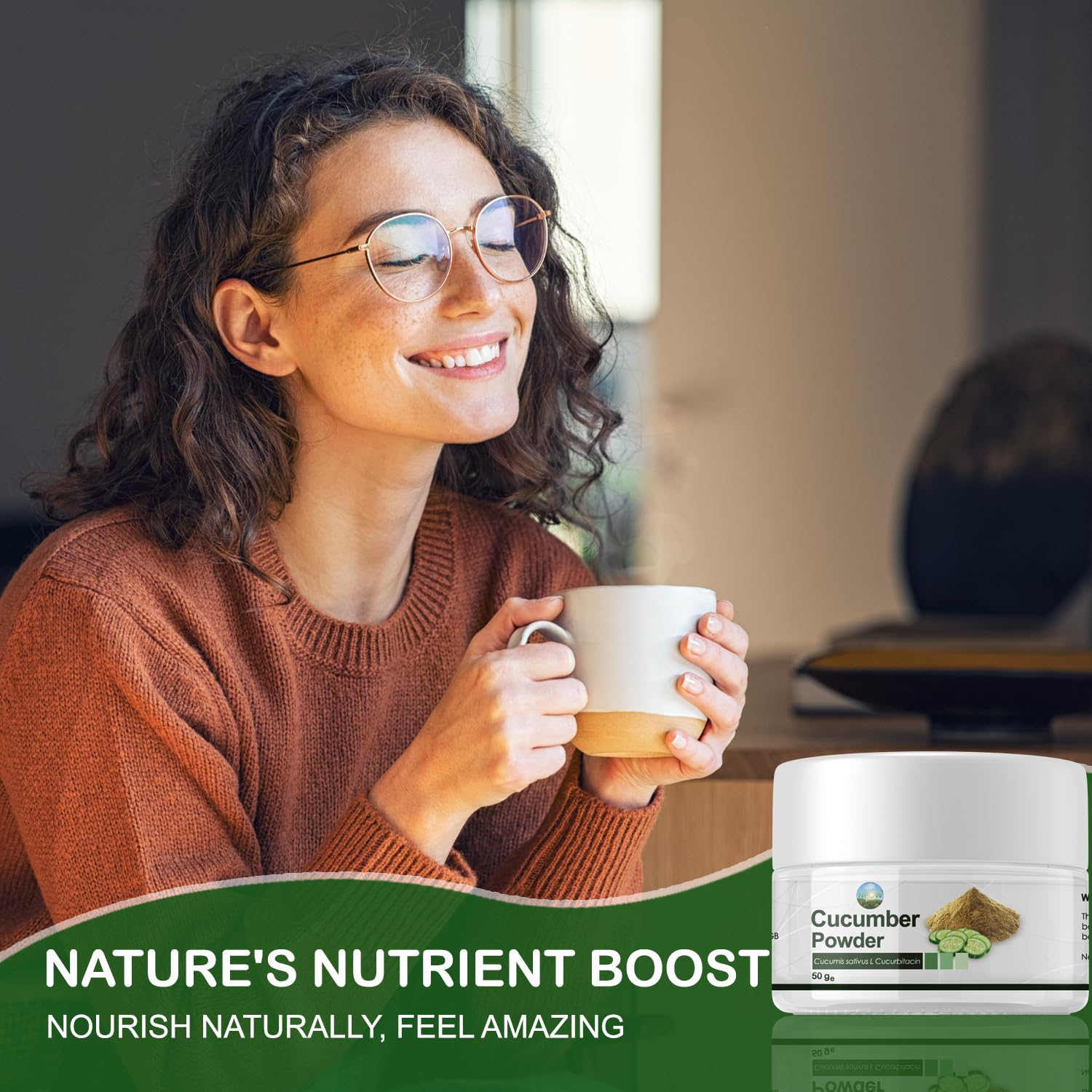 NPOW Cucumber Powder, Green Powders Superfood - 100% Pure Cucumber Extract - Superfood Powder Health Supplements - Vegan and UK Made - 50g