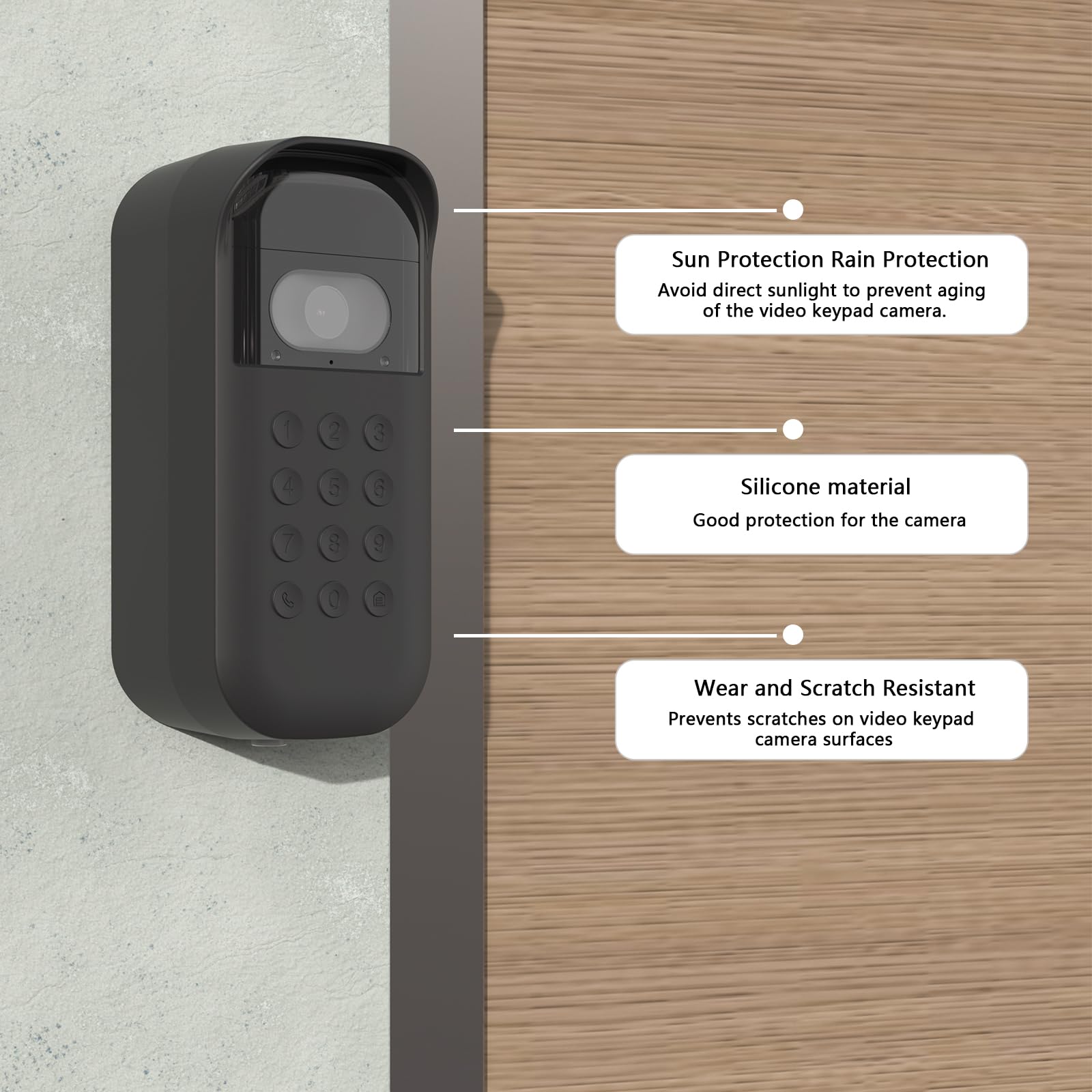 Koroao Silicone Skin Cover for myQ Smart Garage Door Video keypad with Angle Mount Accessories (Only for Left，Black)