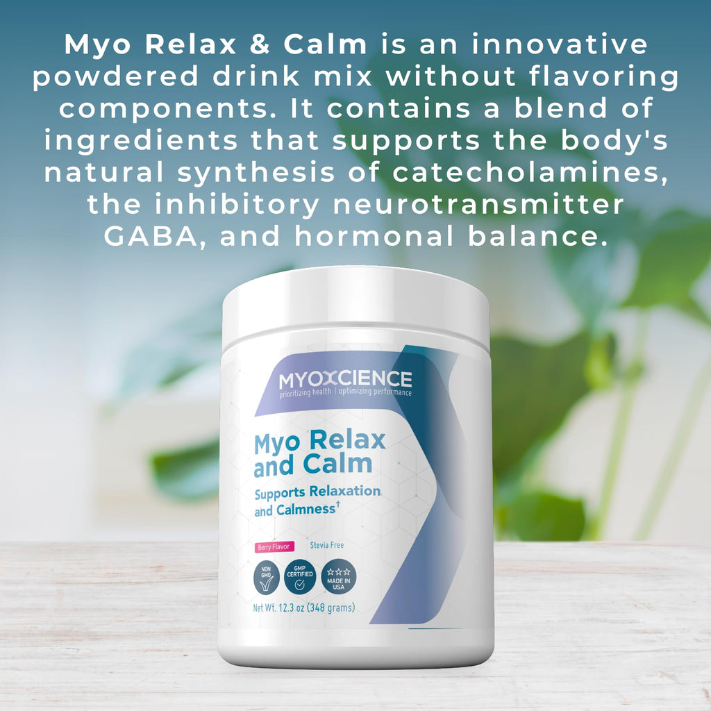MYOXCIENCE Myo Relax & Calm | Myo-Inositol, L-Theanine, Taurine, Magnesium & GABA | Supports Sleep, Neurotransmitter & Hormone Support (Berry Flavor) (60 Servings)