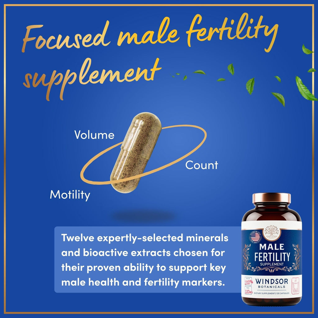 Male Fertility Supplement with Maca Root - Mens Health Conception Fertility Prenatal Vitamins Plus Natural Extracts - Prenatal Fertility Supplements for Men - 3rd Party Tested - 120 Capsules, 2 Month