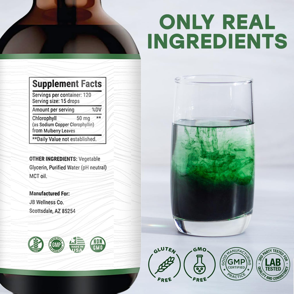 [2-Pack] Liquid Chlorophyll Drops - All-Natural Concentrate – Immune System Support, Energy Booster, and Digestion – from Mulberry Leaves - 240 Servings - [2-Pack]