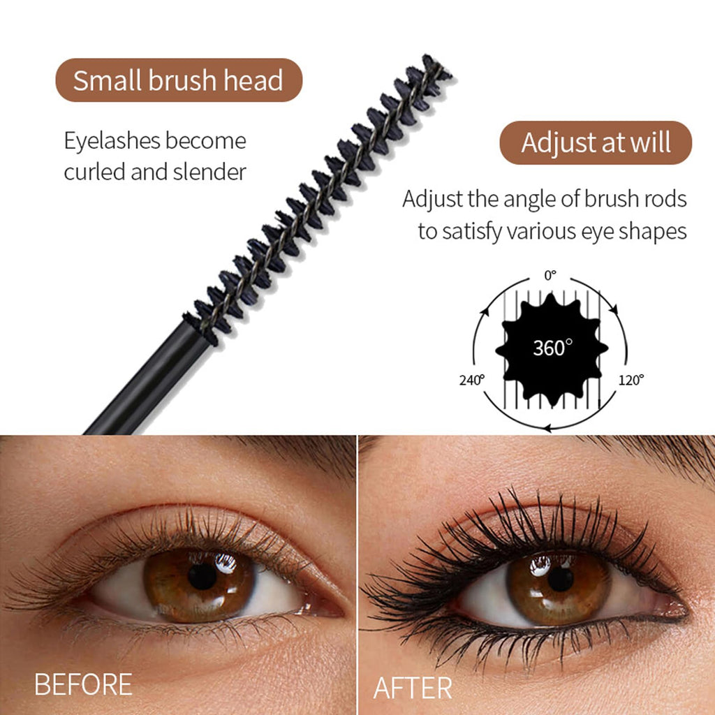Black Mascara for Older Women 60 Plus - Telescopic Mascara Waterproof Specially Designed for Mature Women, Smudge-proof, Ultra-Precise Slim Adjustable Brush to Any Angle, Smudge-proof,No Clumps