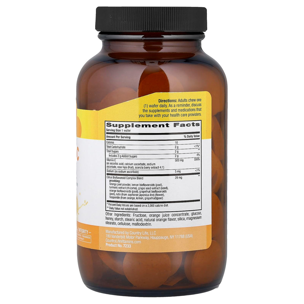 Country Life Vitamin C Wafer 500mg-Orange Juice Flavor 90 Chewable