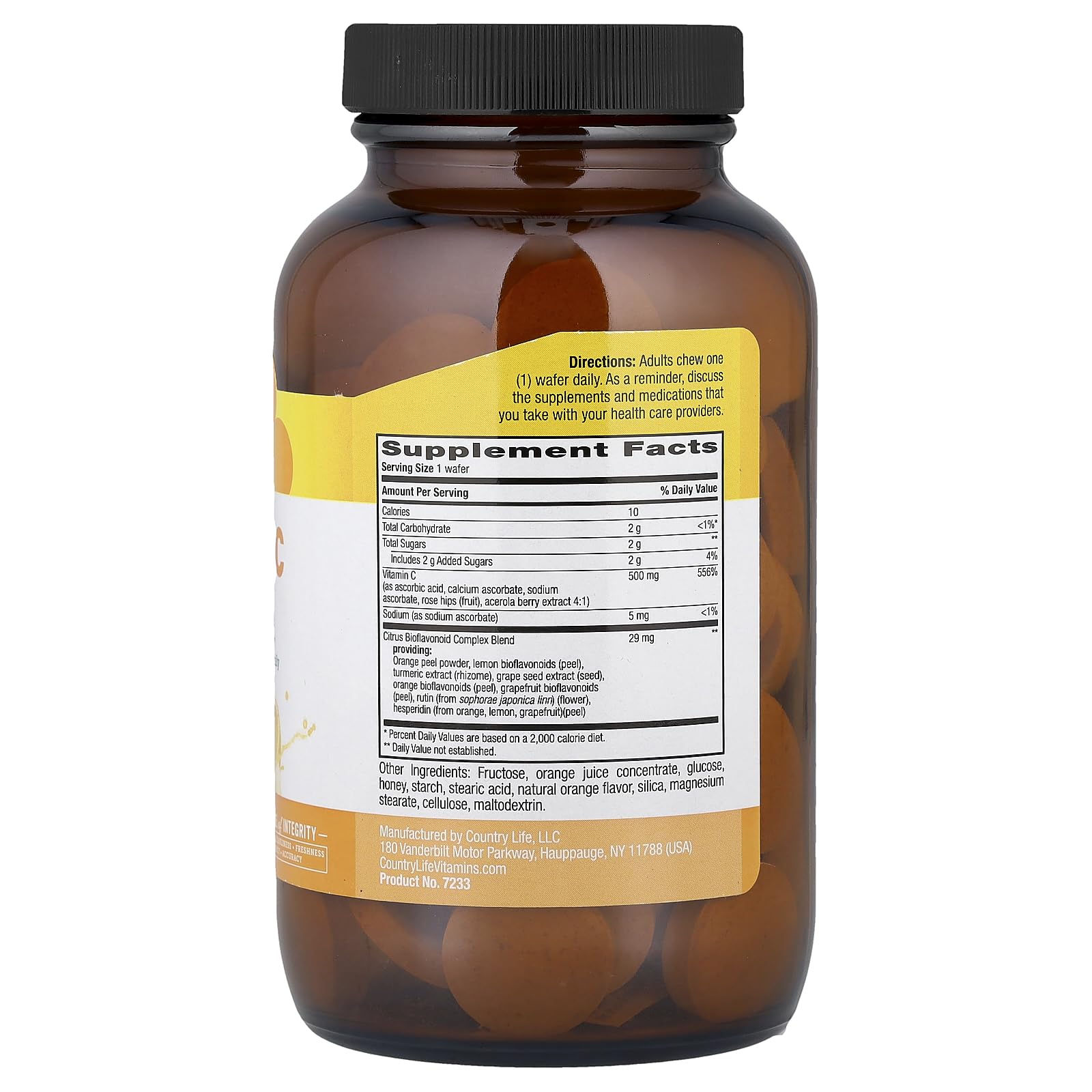 Country Life Vitamin C Wafer 500mg-Orange Juice Flavor 90 Chewable