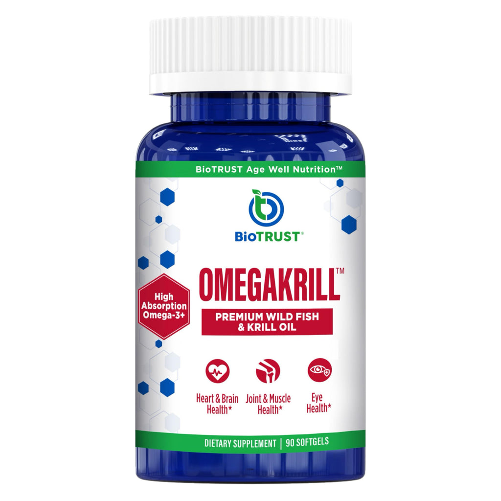 BioTrust OmegaKrill EPA & DHA Omega 3 Supplement, Fish and Krill Oil to Provide Support for Joint, Heart, Brain, Eye and Skin (30 Servings)