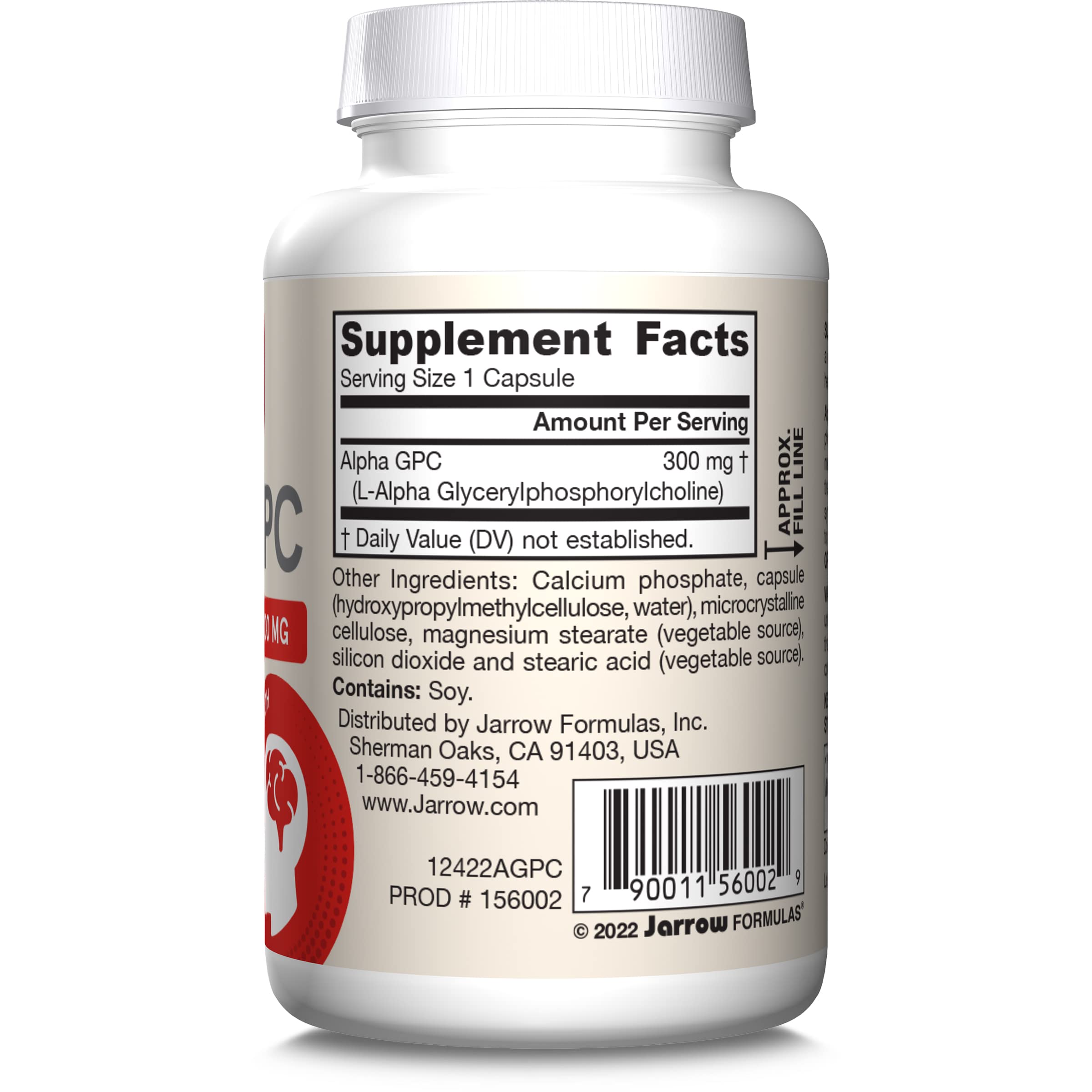 Jarrow Formulas® Alpha GPC, 300mg, Dietary Supplement, Brain Health Supplements for Adults, 60 Veggie Capsules, 30 Day Supply