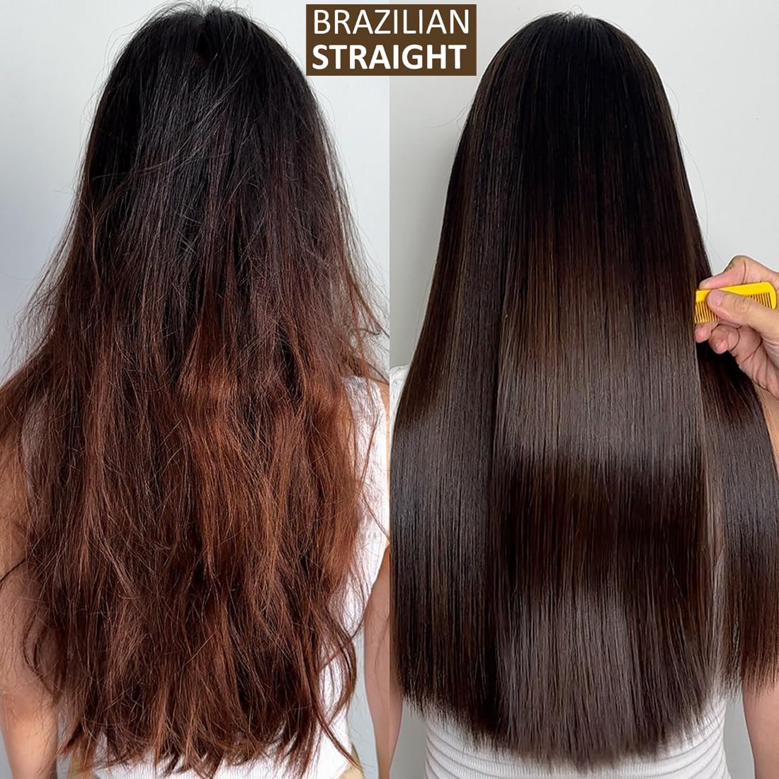 Real BRAZILIAN STRAIGHT Keratin Straightening Treatment Kit Pro Result Keratin Protein Arganoil Collagen Amino Acid Straight shiny Hair Salon Results Lasts 3-9 months All Hair thicknesses, colors
