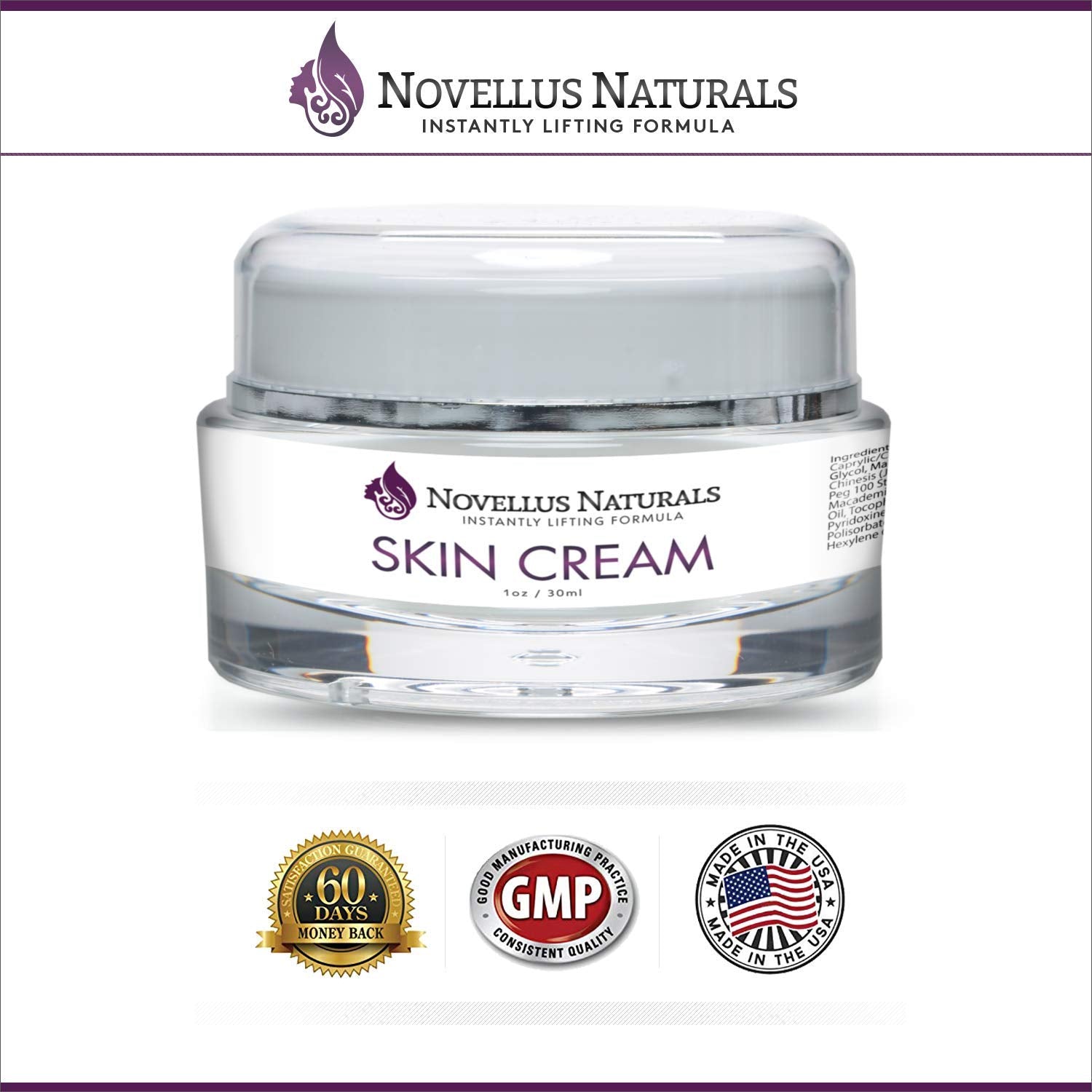 Novellus Naturals- Instant Lifting Formula- Luxury Facial Moisturizer- Anti-Aging Ingredients Designed to Diminish Fine Lines and Wrinkles, Even Skintone and Complexion- Extensive Hydration