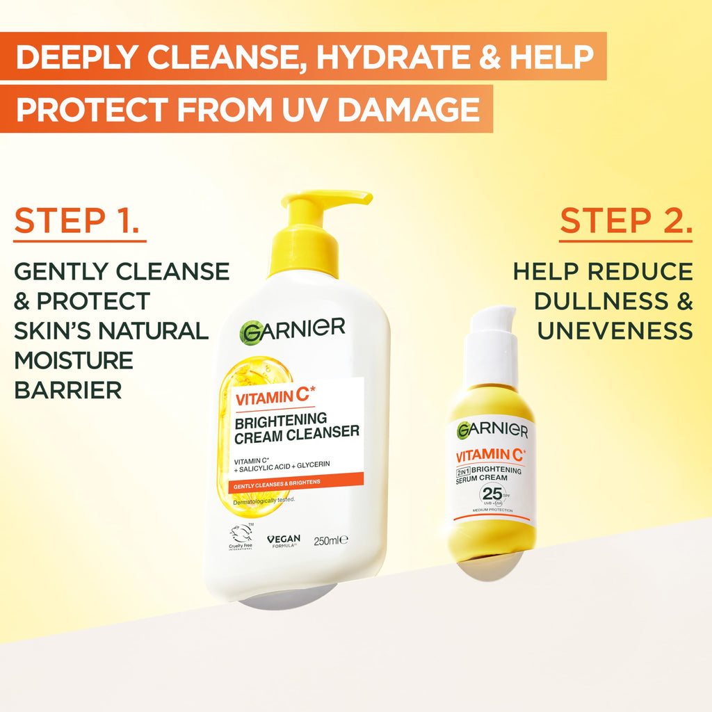 Garnier Vitamin C* Serum Cream, Brightening Face Moisturiser, SPF25, 50ml