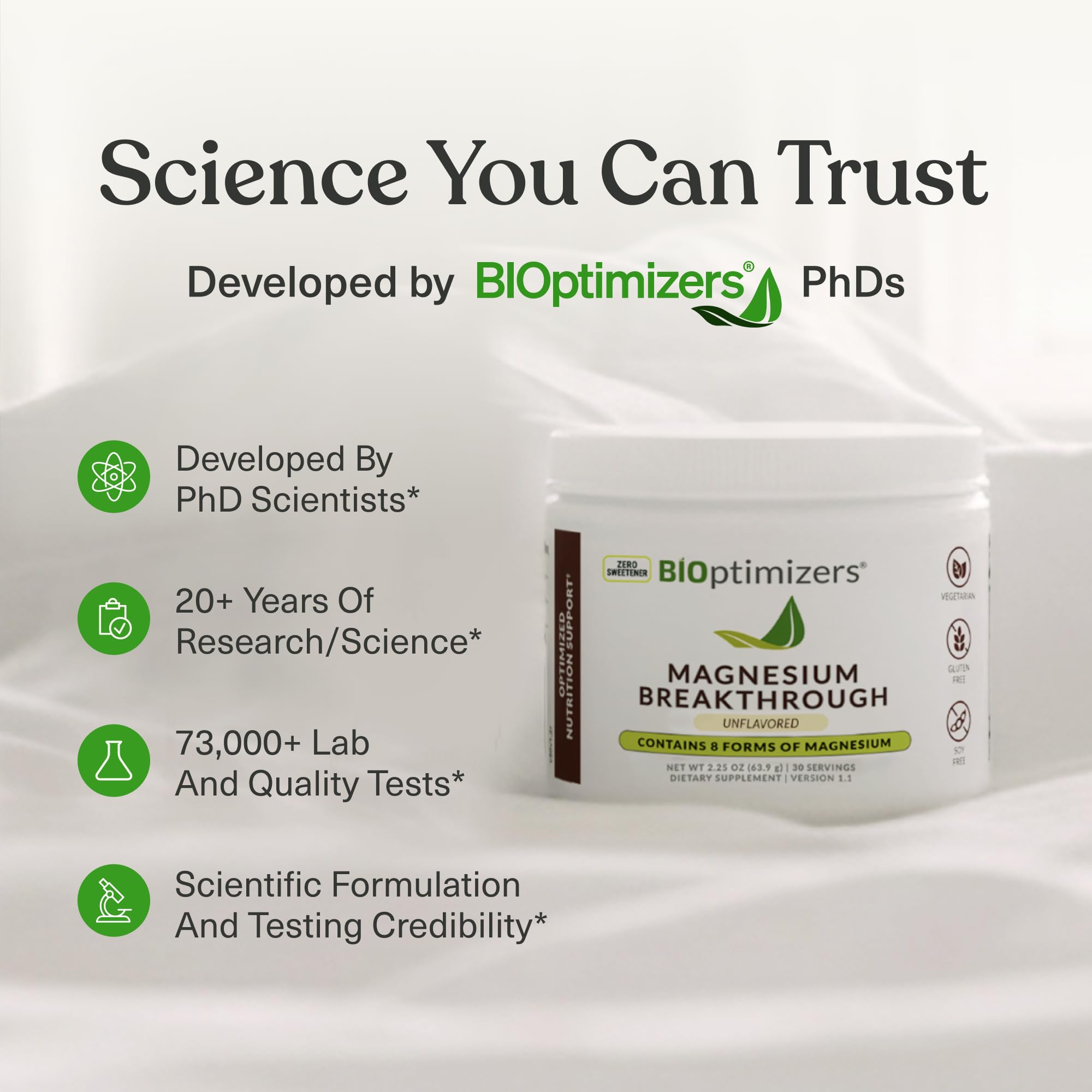 BIOptimizers Magnesium Breakthrough Drink - 8 Forms of Magnesium, Electrolytes, Sleep Health, Stress, Muscle Recovery, Heart Support | Glycinate, Citrate, Malate - Unflavored