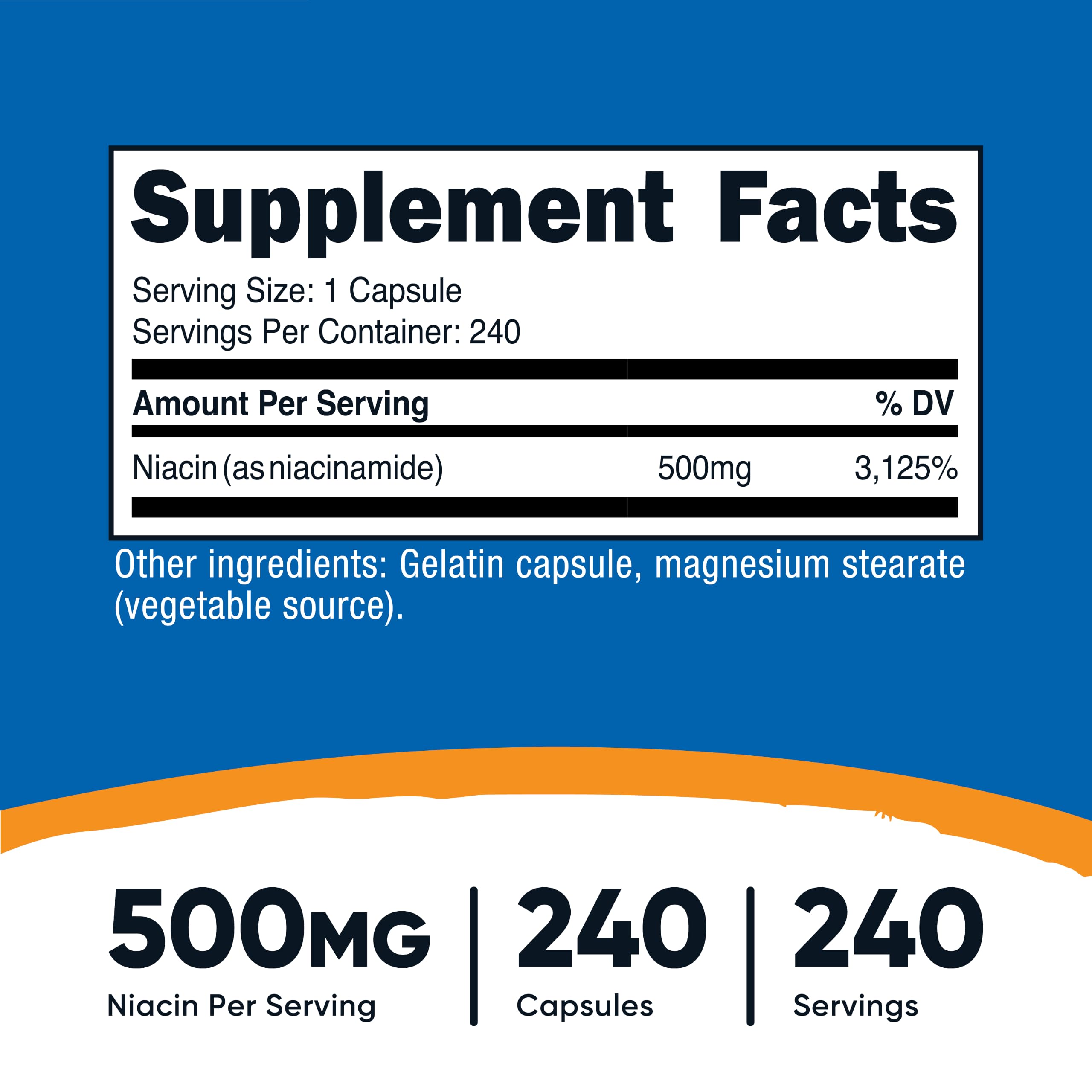 Nutricost Niacinamide (Vitamin B3) 500mg, 240 Capsules (2 Bottles)