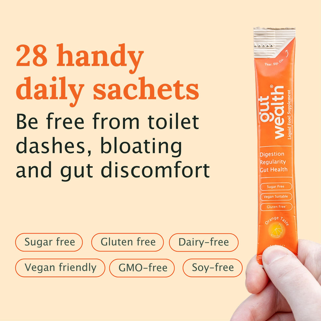 Gut Wealth 4 Week Orange Daily Sachets for Gut Health, Digestion & IBS