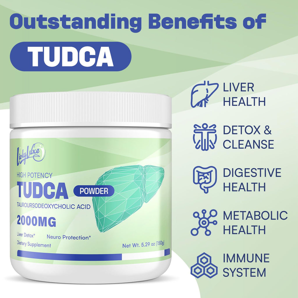 LivLyLuxe TUDCA Powder Liver Support Supplement – 2000mg High Absorption Liver Detox & Repair Support with Milk Thistle,Artichoke,Bile Salts,Ox Bile,Herbal Blend– 30 Servings, Non-GMO