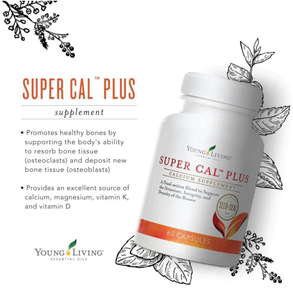 Young Living - Super Cal Plus 60 Capsules | Calcium Mineral Bone Health Supplement | Synergistic Blend of Magnesium, Vitamins D & K | Essential Nutrients