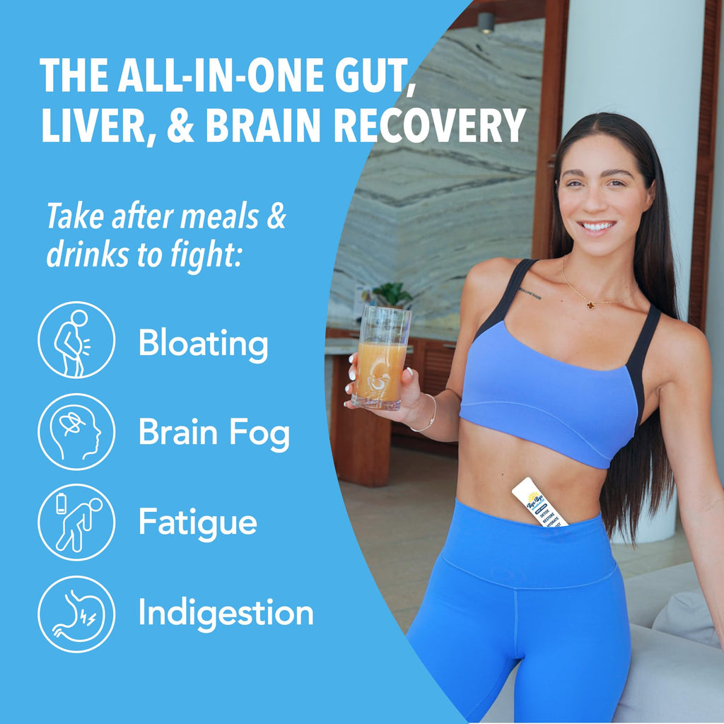 Bye-Bye Weekend Detox Drink Mix w/Electrolytes - for Bloating, Recovery, Fatigue, Brain Fog - Probiotics, Lion’s Mane, Milk Thistle - Zero Sugar Variety Pack - 20 Pack