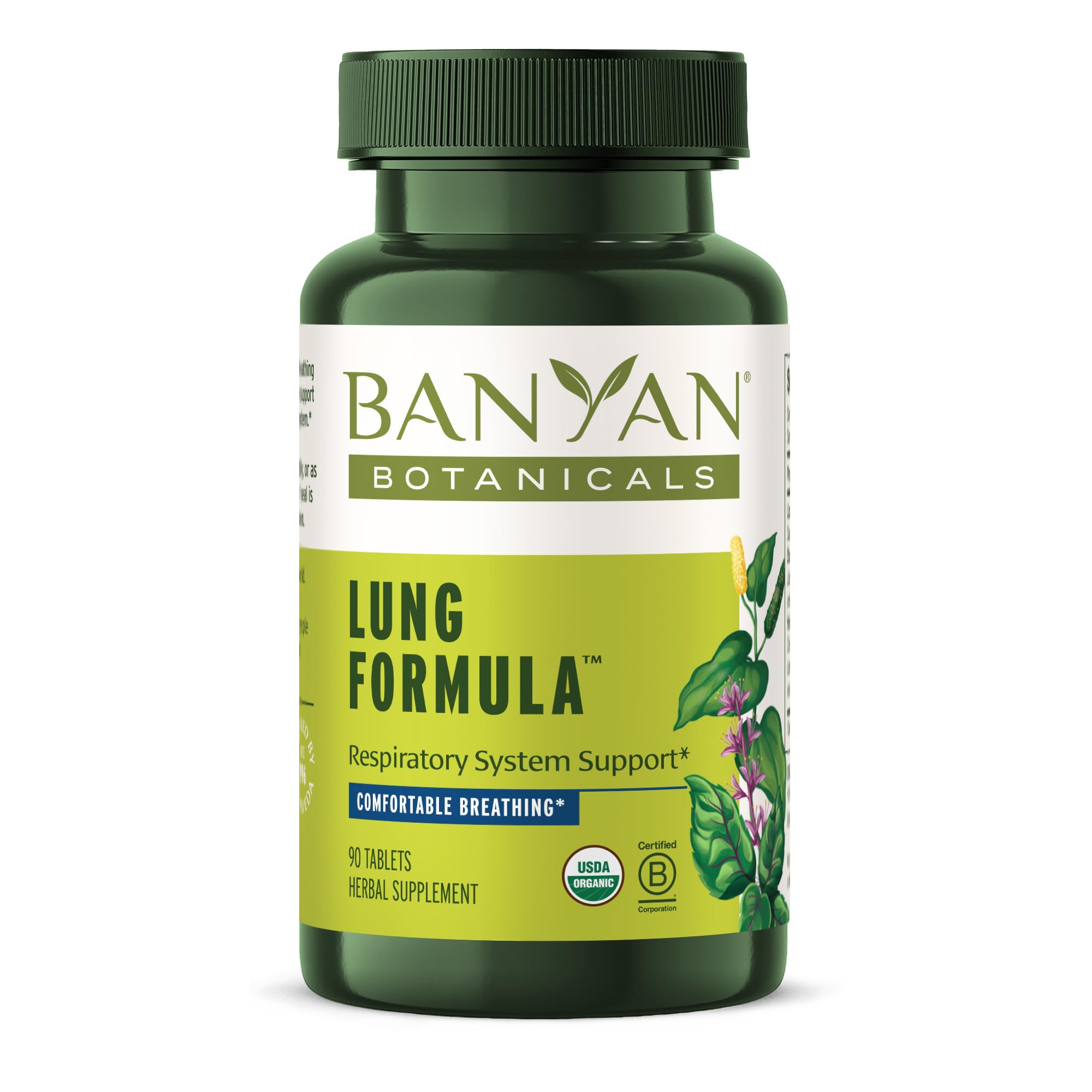 Banyan Botanicals Lung Formula – Organic Respiratory Support for Lung Health – Plant-Based Blend with Licorice, Tulsi Leaf, and Other Lung Health Herbs – 90 Tablets – Non GMO Fair for Life Vegan