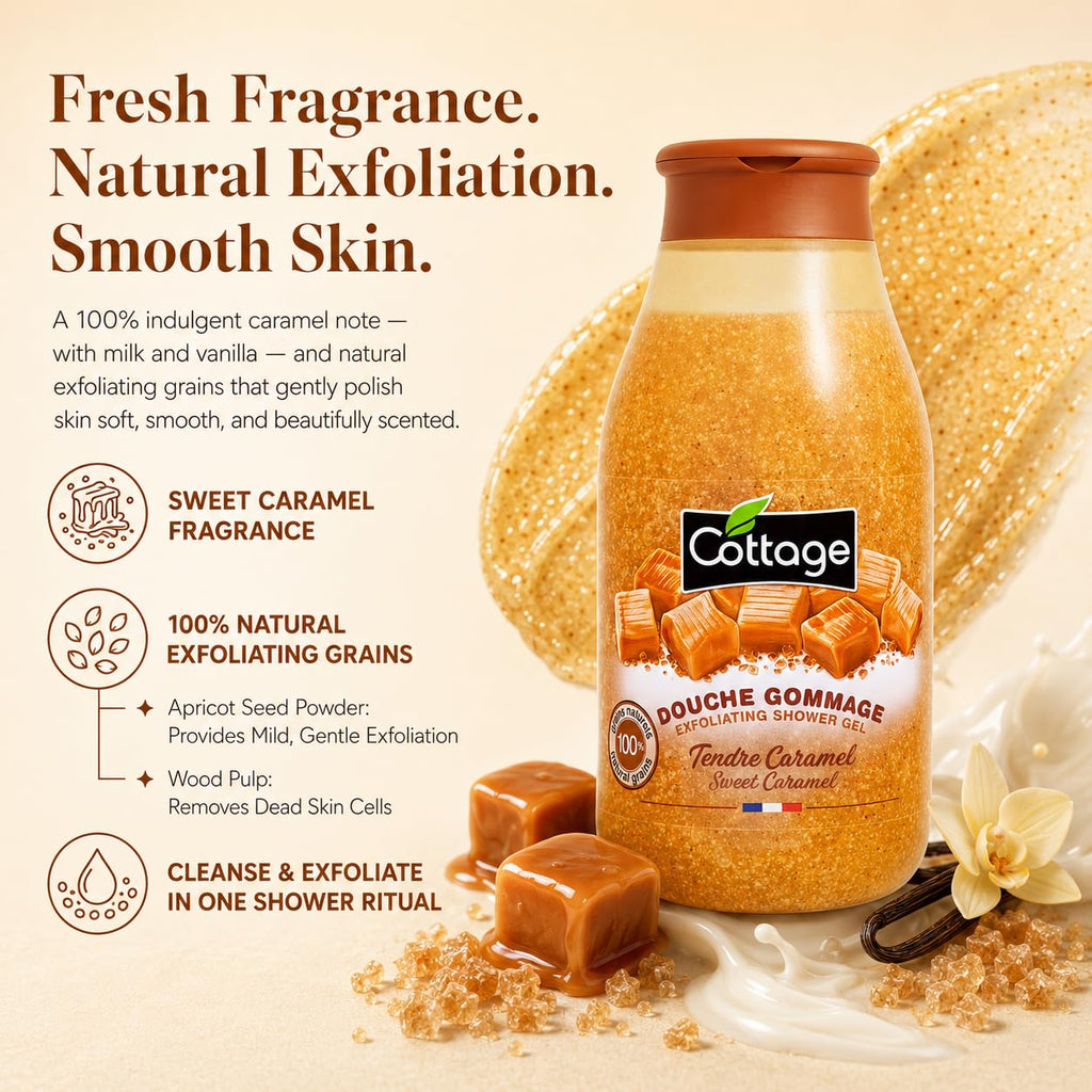 Cottage Douche Gommage Tendre Caramel Grains Exfoliants 100% Naturels 1 Unité