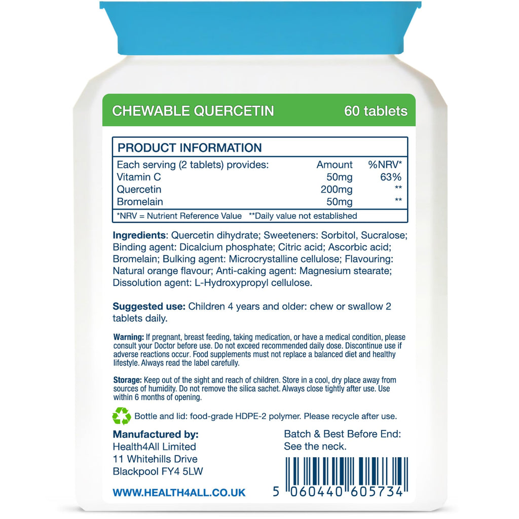 Kids Quercetin with Bromelain, 60 Chewable Tablets, Immune Balance Support