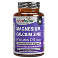 Magnesium, Calcium, Zinc, Vitamin D3 | 180 Vegan Capsules | Made in UK