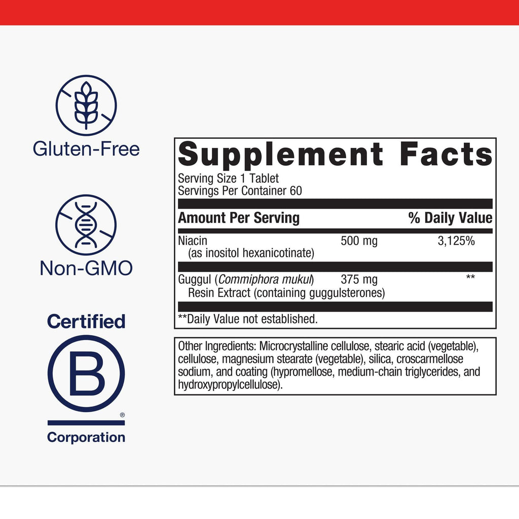 Metagenics Lipotain - Non-Flush Niacin & Guggul Extract - Supports Healthy Blood Lipids & Cholesterol Balance* - Inositol Hexanicotinate Tablets for Cardiovascular & Cellular Health* - 60 Tablets