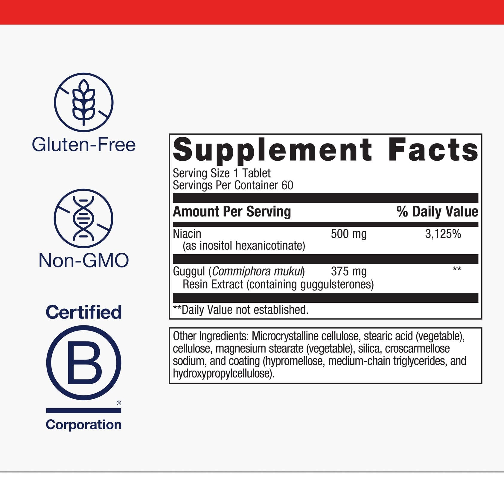 Metagenics Lipotain - Non-Flush Niacin & Guggul Extract - Supports Healthy Blood Lipids & Cholesterol Balance* - Inositol Hexanicotinate Tablets for Cardiovascular & Cellular Health* - 60 Tablets