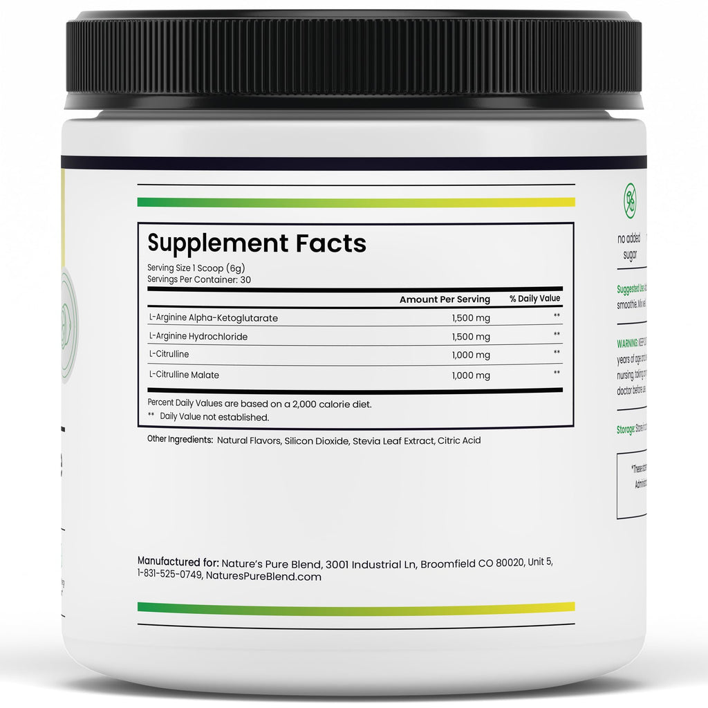 Nature's Pure Blend Liquid Nitric Oxide Supplements for Men – L-Arginine Powder – Nitric Oxide Booster & Circulation Supplement – Blood Flow Support, L Arginine and L Citrulline – 5000 MG