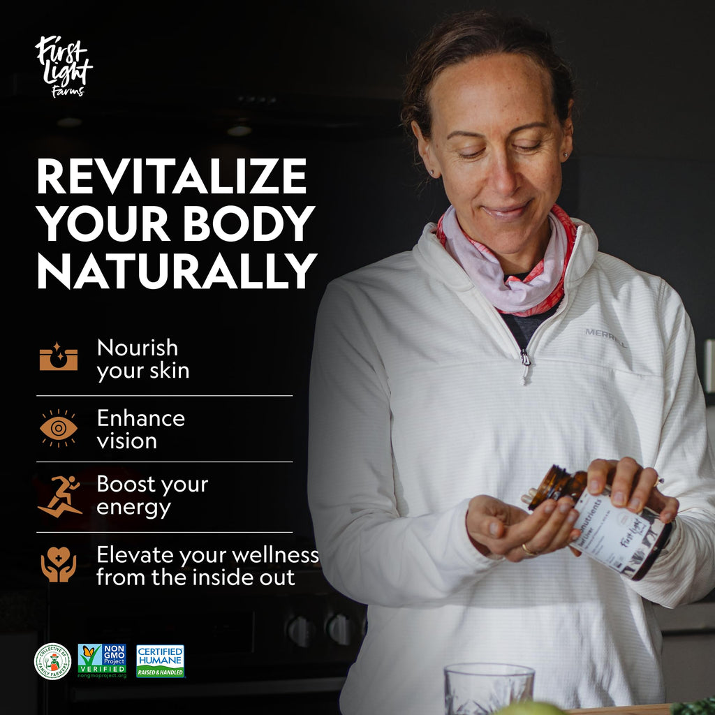 First Light Farms Grass-Fed Beef Liver Capsules | Nutrient-Dense Whole Food Nutrition, Freeze-Dried, Grassfed & Certified Humane | 180 Capsules for Energy, Immunity, and Overall Wellness
