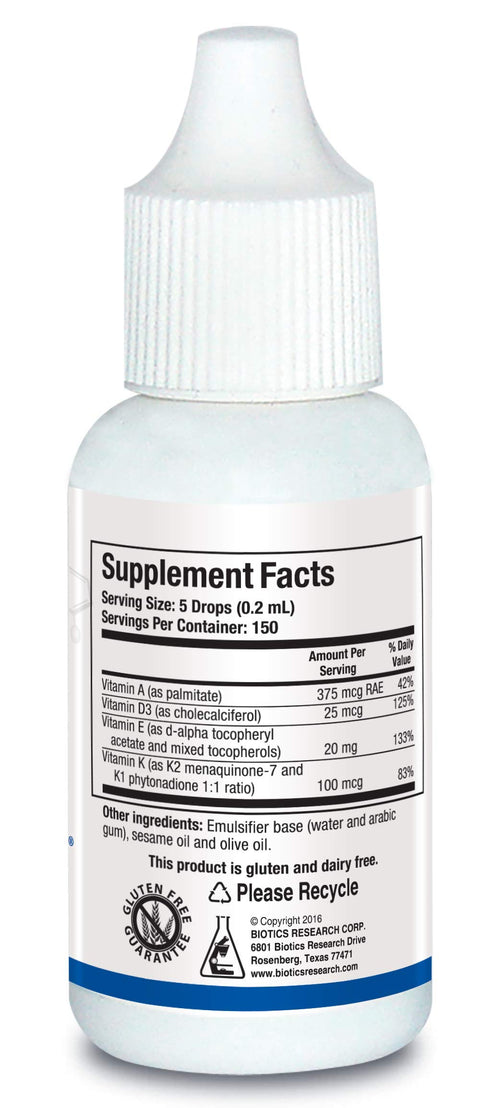 BIOTICS RESEARCH Bio ADEK Mulsion - Emulsified Formula, Improved Bioavailability, Supports Healthy Immune Responses, Bone Health, Eye Health, Cardiovascular Health, 1 fl oz