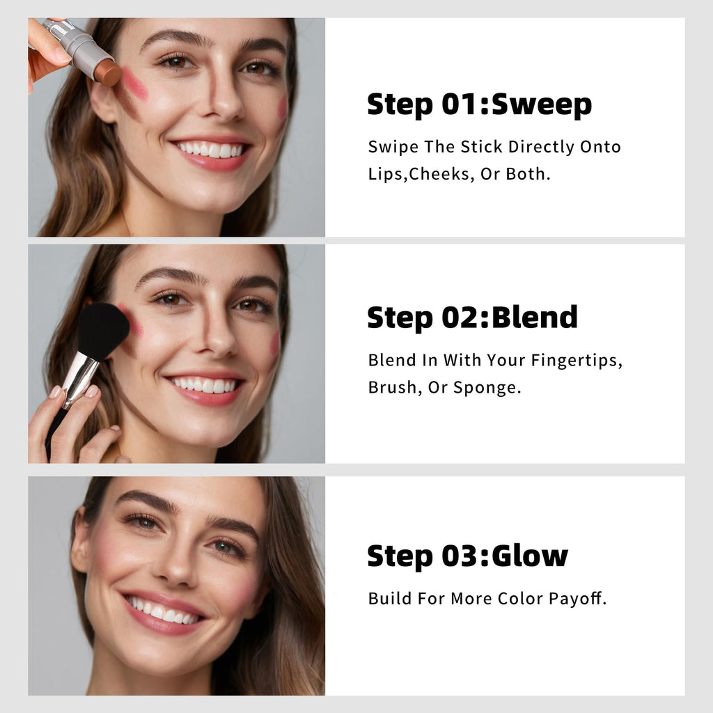 KIMUSE Cream Contour Stick Duo, Cream Blush Stick, Bronzer Shaping Stick, Creamy Highly Pigmented, Long Lasting, Vegan Face Make Up Sticks