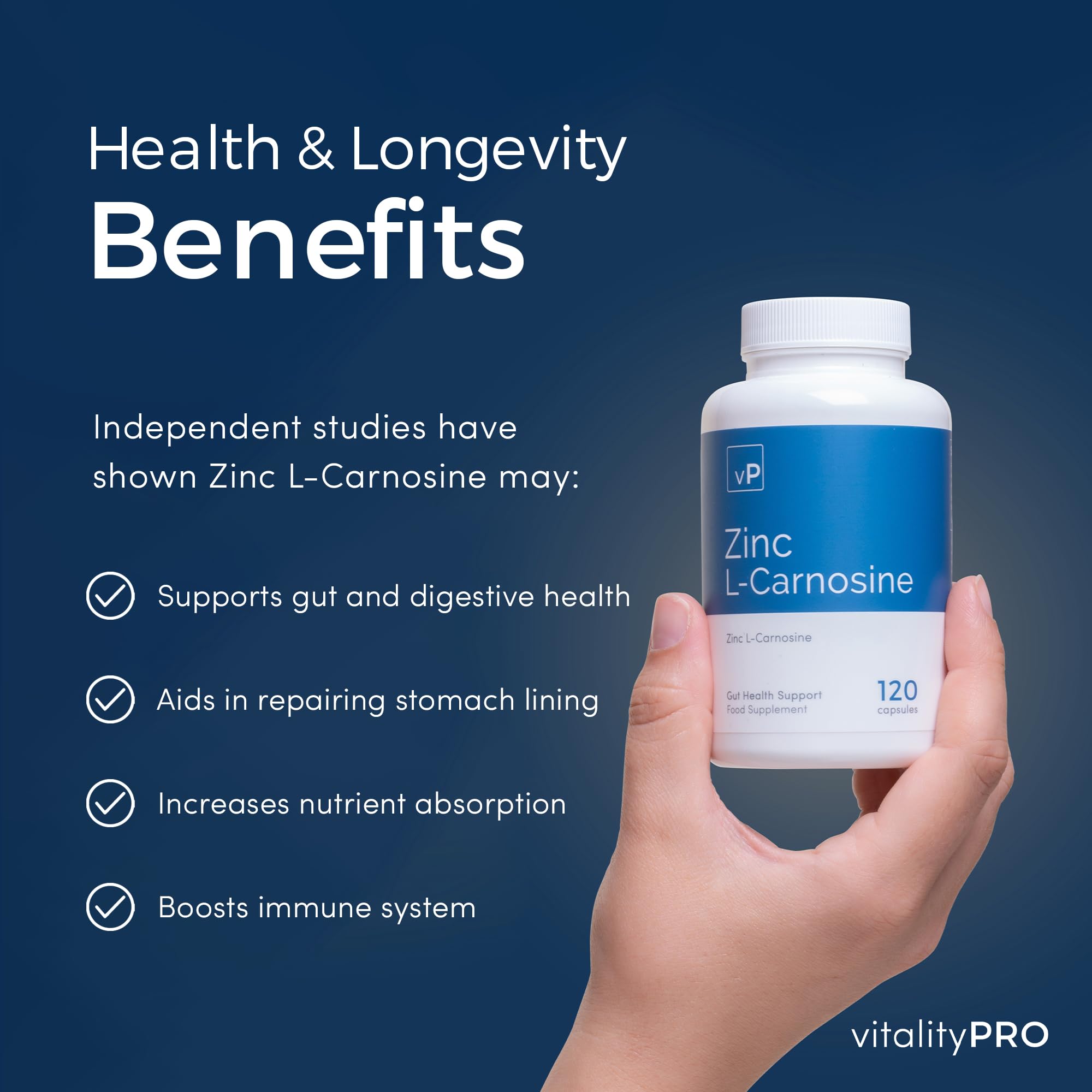 vP Vitality Pro Zinc L-Carnosine 37mg x 120 Capsules