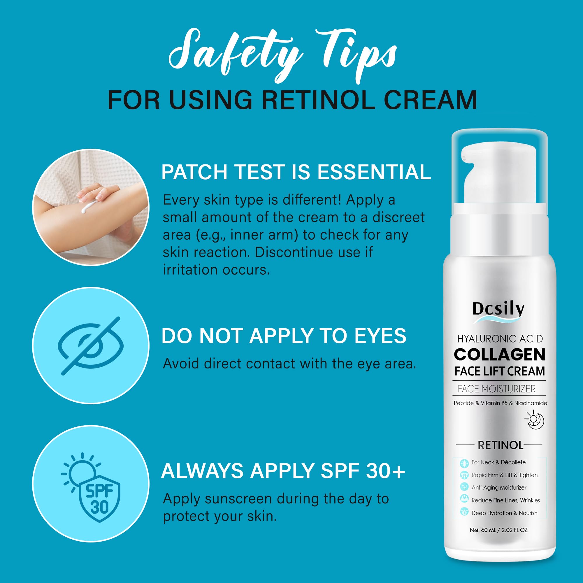 Skin Tighten And Lift Neck Cream: Face Lift Cream 6-in-1 Anti-Aging Moisturizer for Anti Wrinkle - Hydrating Neck Firming Cream with Retinol, Collagen, Peptide, Hyaluronic Acid for Neck & Décolleté