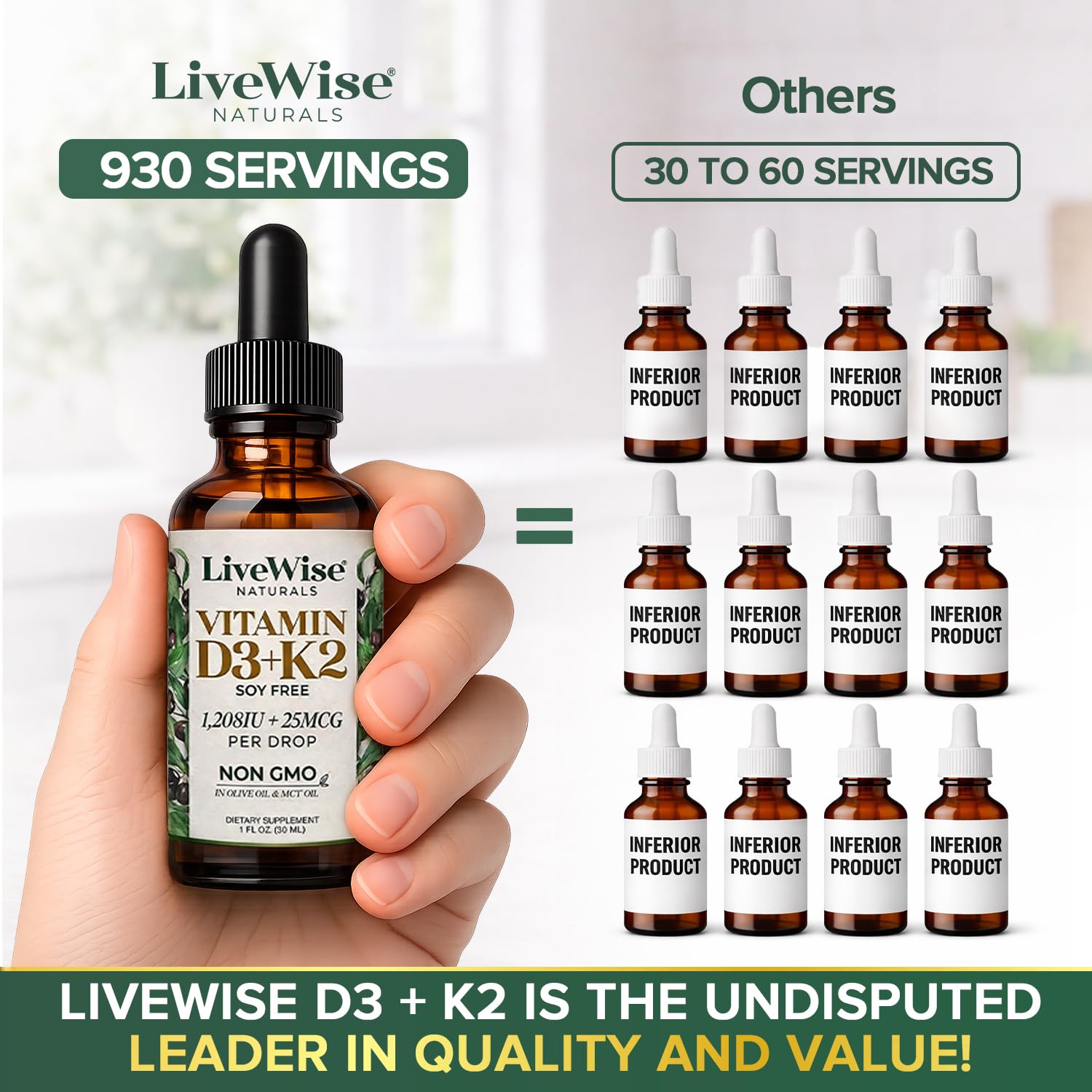 Live Wise Naturals Vitamin D3 K2 Drops for Adults, Ultra Concentrated