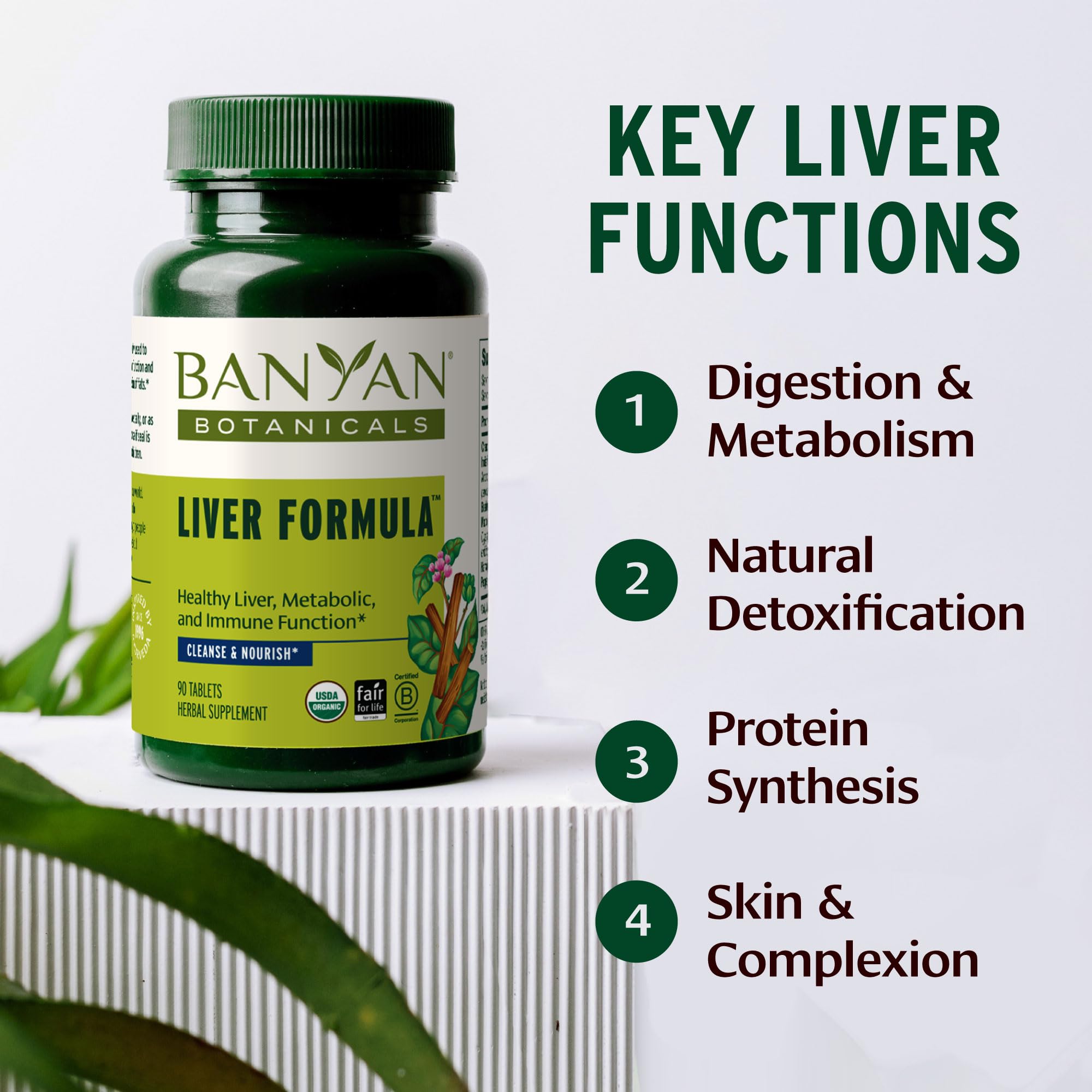Banyan Botanicals Organic Liver Formula – Detox & Gallbladder Support – Cooling Bitter Herbs for Bile Production & Systemic Cleansing – with Guduchi & Punarnava – 90 Tablets – USDA Organic