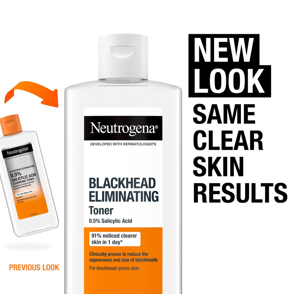 Neutrogena Blackhead Eliminating 0.5% Salicylic Acid Cleansing Toner (1x 200ml), Deep-Cleansing Facial Toner to Eliminate Blackheads and Refine Skin