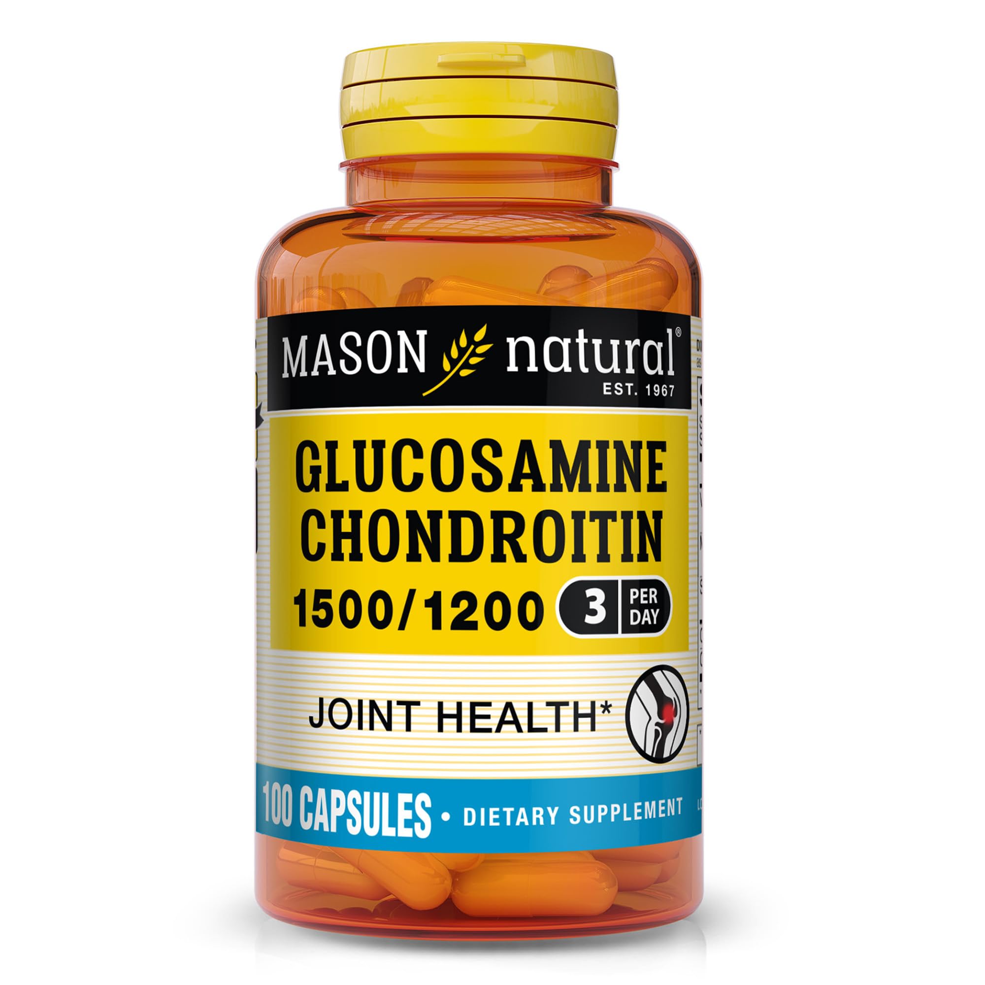 MASON NATURAL Glucosamine Chondroitin 1500/1200 & Vitamin C, 60 Day Supply