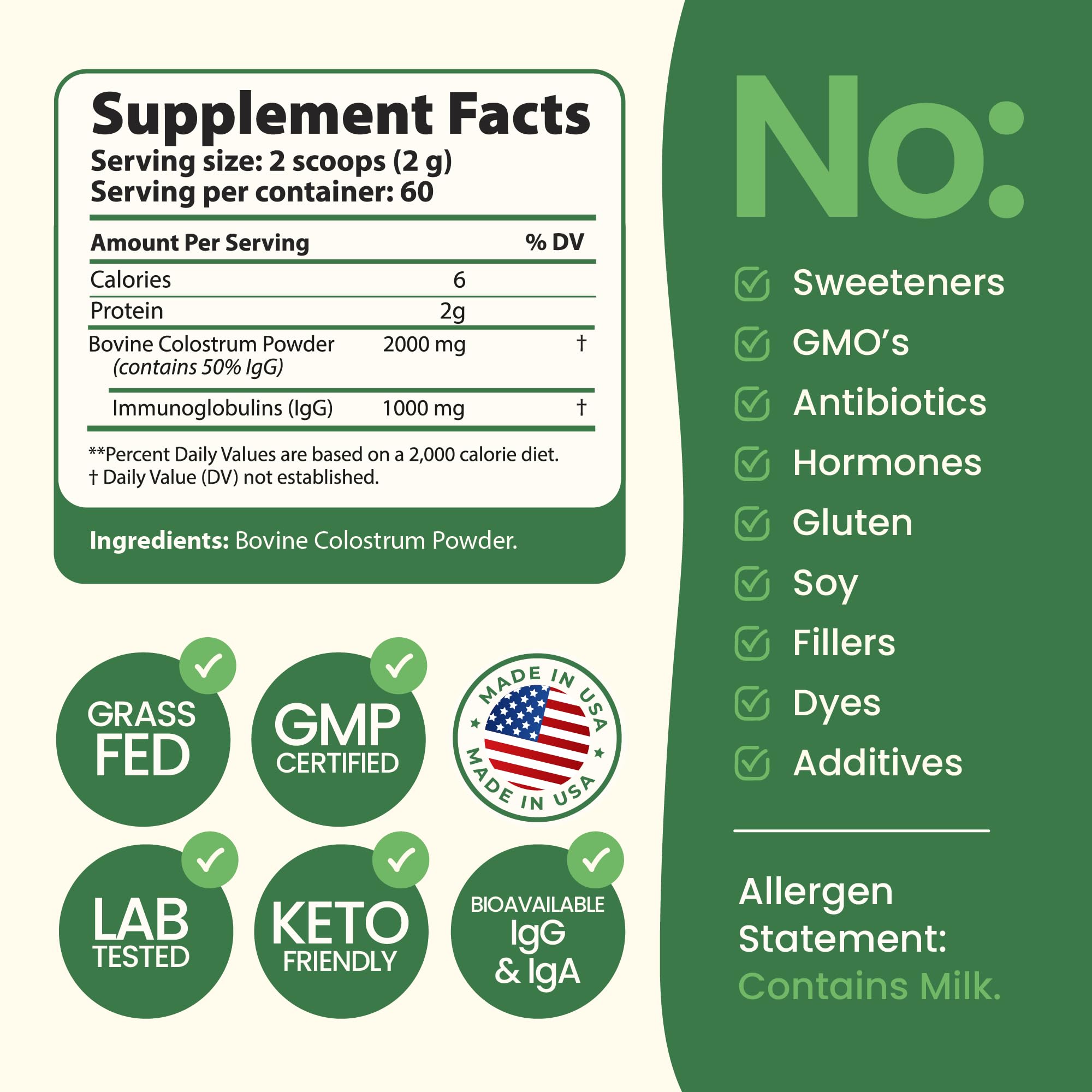 Immerge Health Super Colostrum Capsules - 120 Count High IgG Bovine Supplement for Gut Health, Hair Growth, Bloating & Immunity - 100% Grass Fed First Milking, Tasteless & Travel Friendly, USA Made