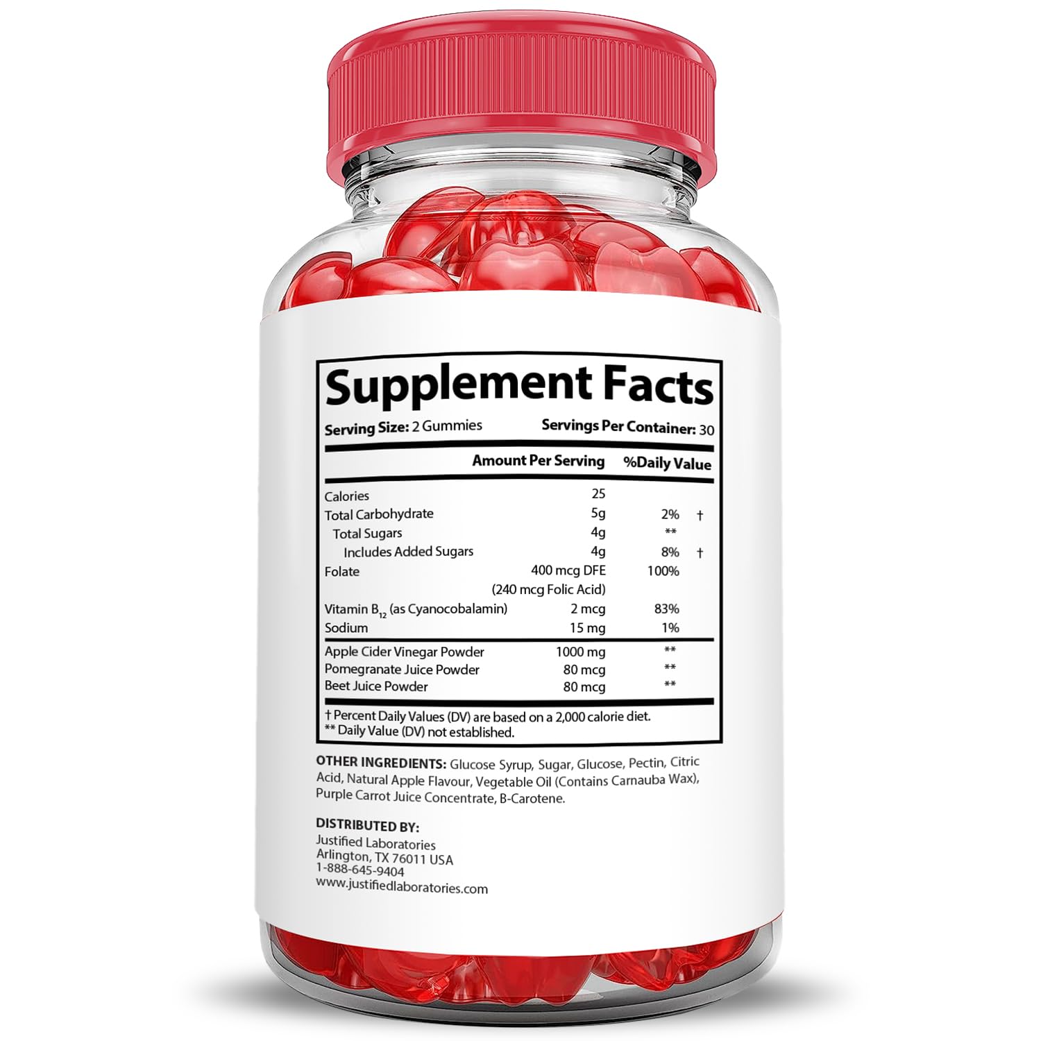 Justified Laboratories Destiny Keto ACV Gummies (1000 mg) - 60 Count, Pack of 3 - Formulated with Apple Cider Vinegar, Folate & Vitamin B12 - Non-GMO, Vegan, Gluten Free - 90 Servings
