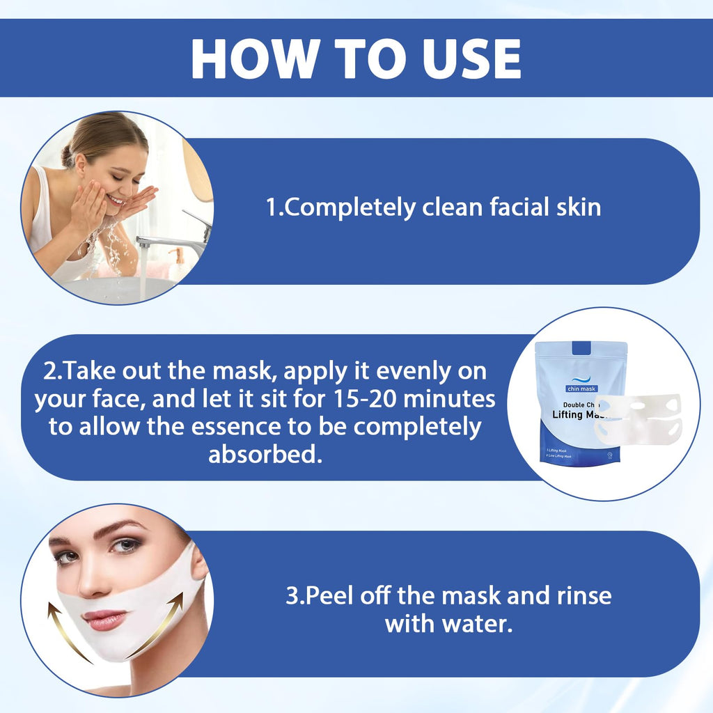 3 Pieces Chinology Double Chin Lifting Mask, Chin Lift Mask, Moisturizes and Tightens the Skin, the Texture Is Light and Fits the Skin, and Changes the Jawline