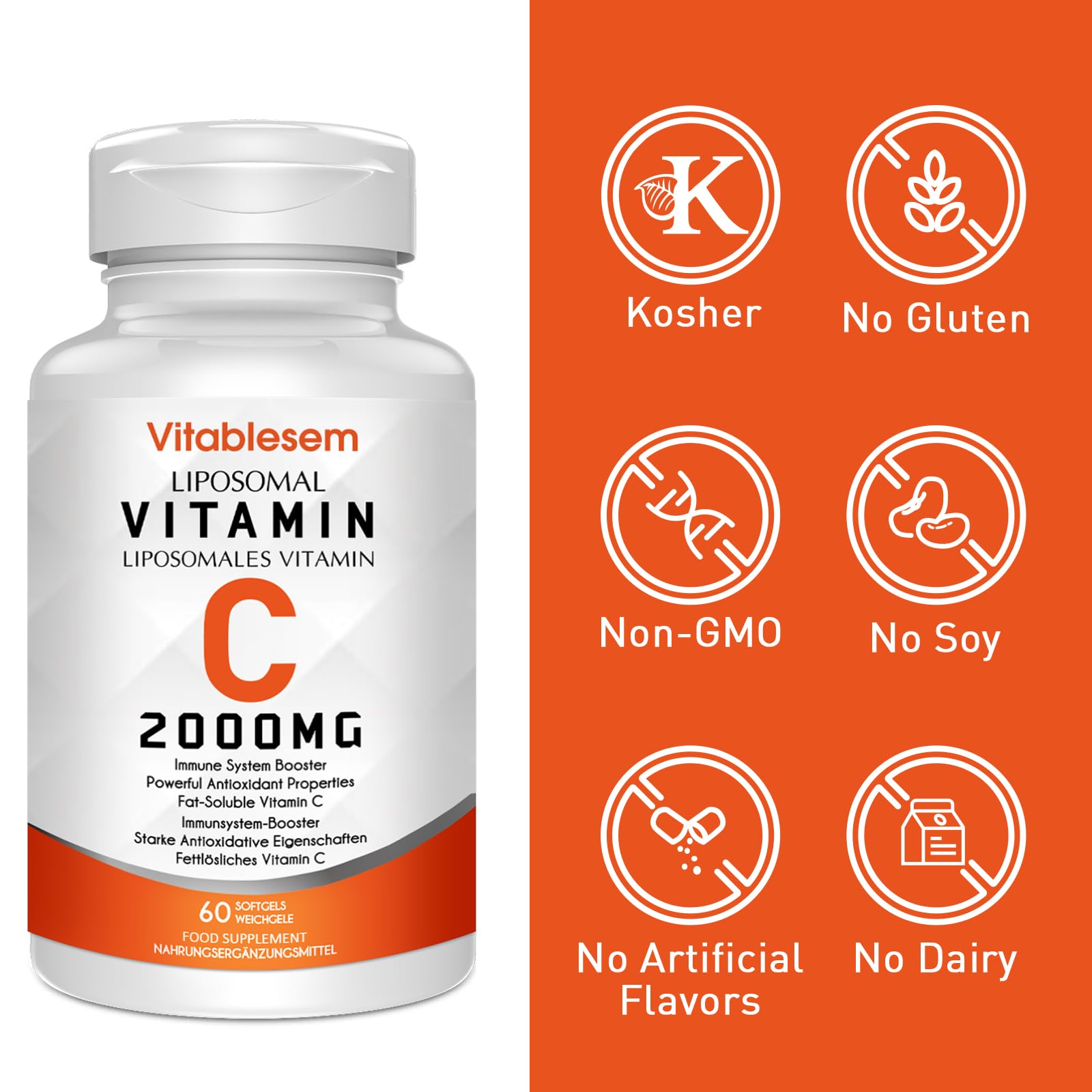 Liposomal Vitamin C Capsules 2000mg, 2 Pack