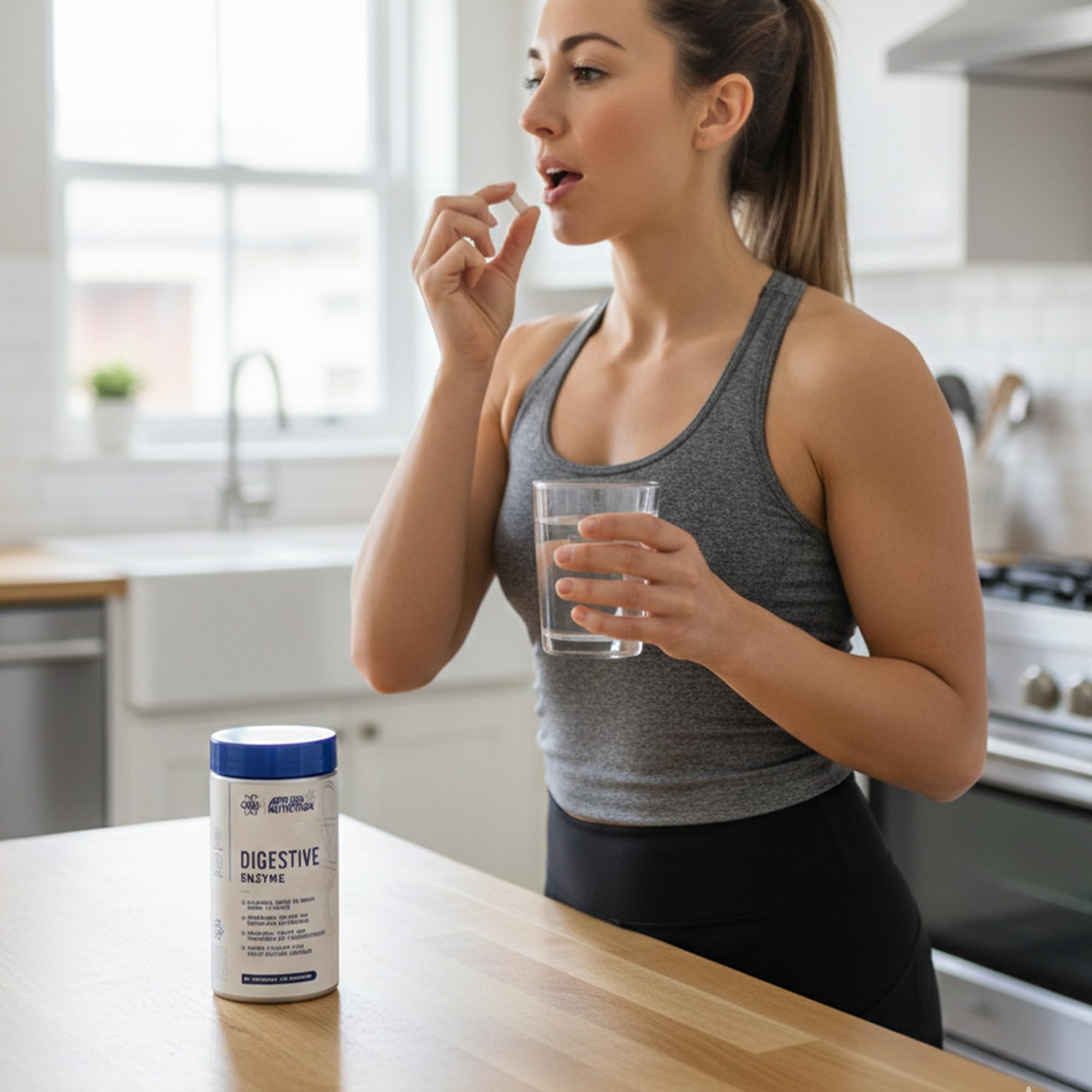 Applied Nutrition Digestive Enzyme - Vegan Digestive Enzymes Capsules, with Lactase, Protease, Amylase, Aids Digestion of Carbohydrates, Lactose, Proteins, Fats, for Flatulence Control (60 Servings)